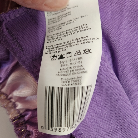 Disney Princess Rapunzel Costume Size 7/8 Medium‎ Purple Gown - Picture 9 of 14